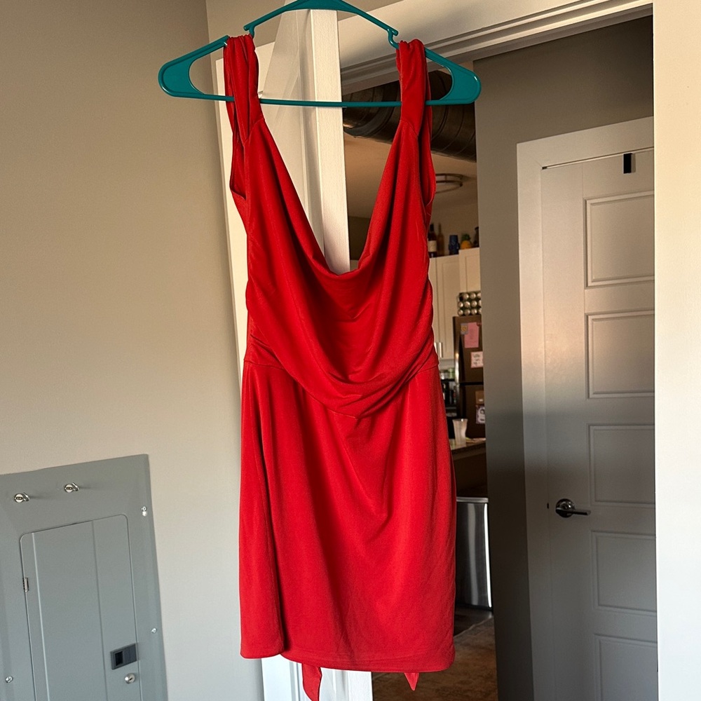 Hello Molly Red Cowl Neck Mini Dress